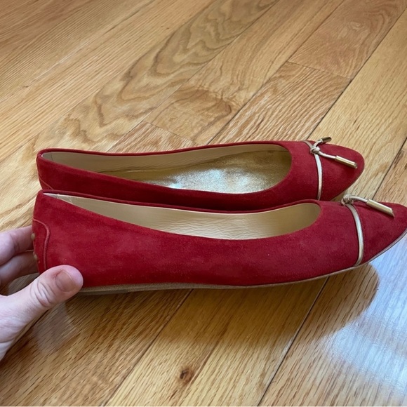 Tods Red Suede Ballerina Flats - Picture 2 of 4